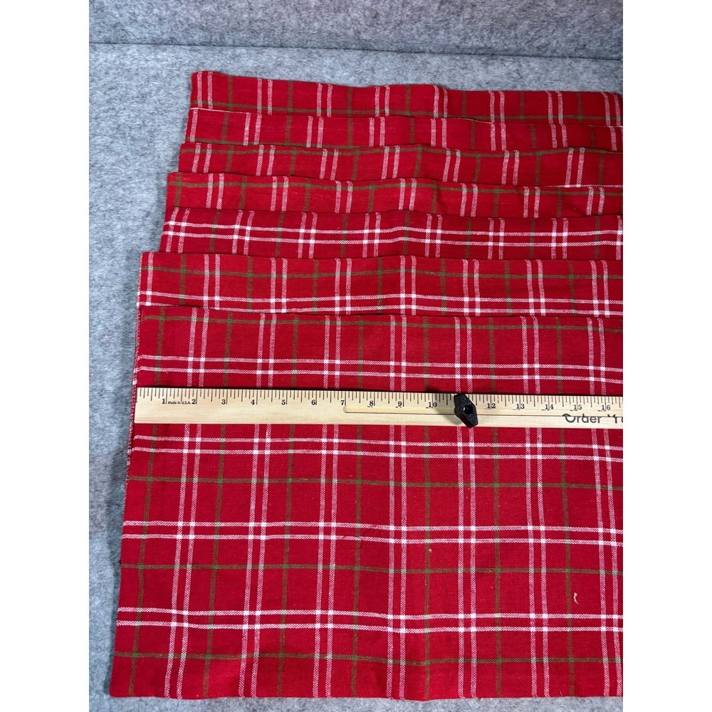 Home Collection Red‎ Plaid Placemats Set of 7 Cotton Blend Table Decor - Picture 5 of 8